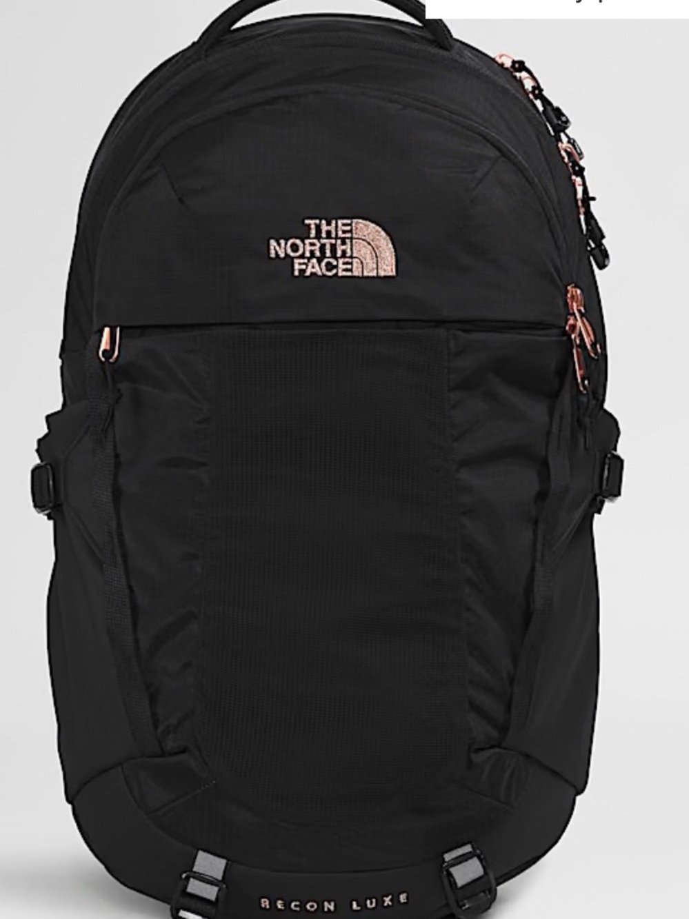 The North Face Black Backpack with Rose Gold Accents